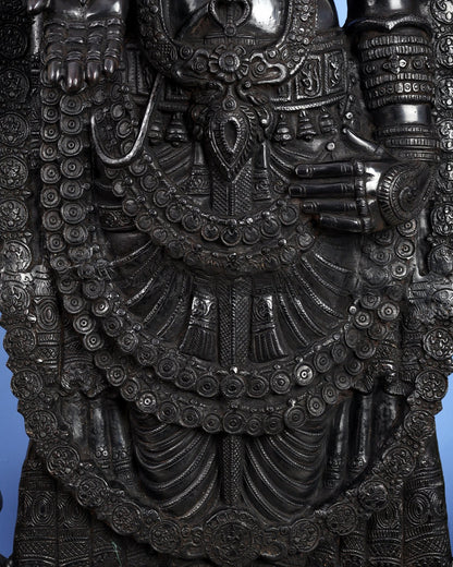 Brass Tirupati Balaji Statue | Lord Venkateshwara swamy | 48 inch full black - Budhshiv.com