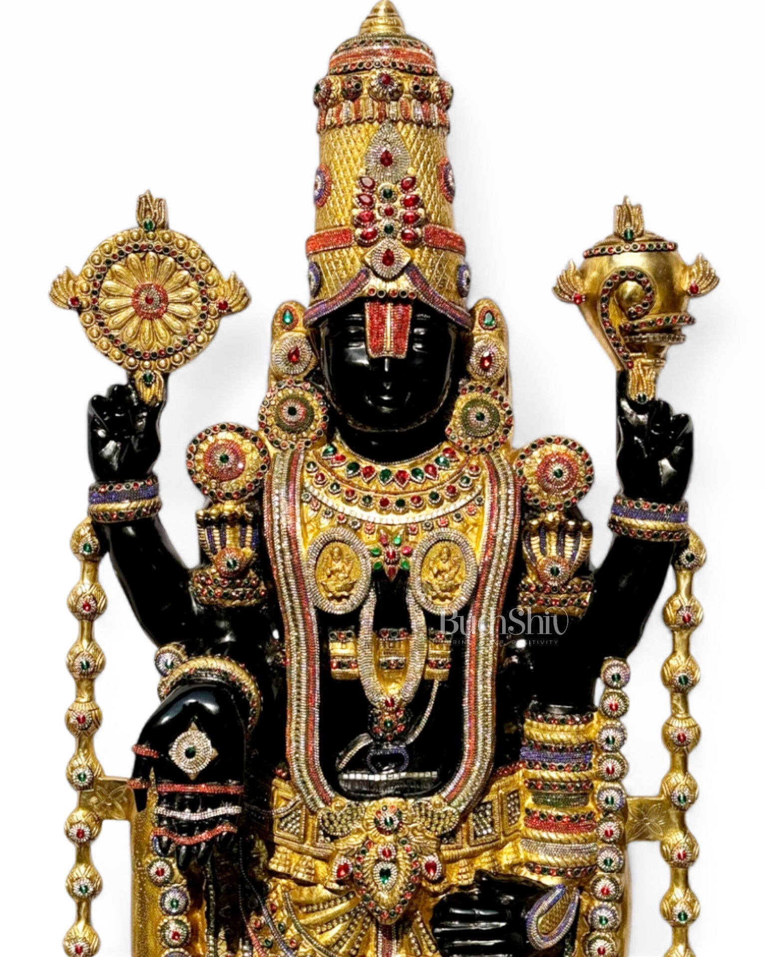 Brass Tirupati Balaji Statue with Exquisite Jewellery Work 6 feet/69 inch - Budhshiv.com