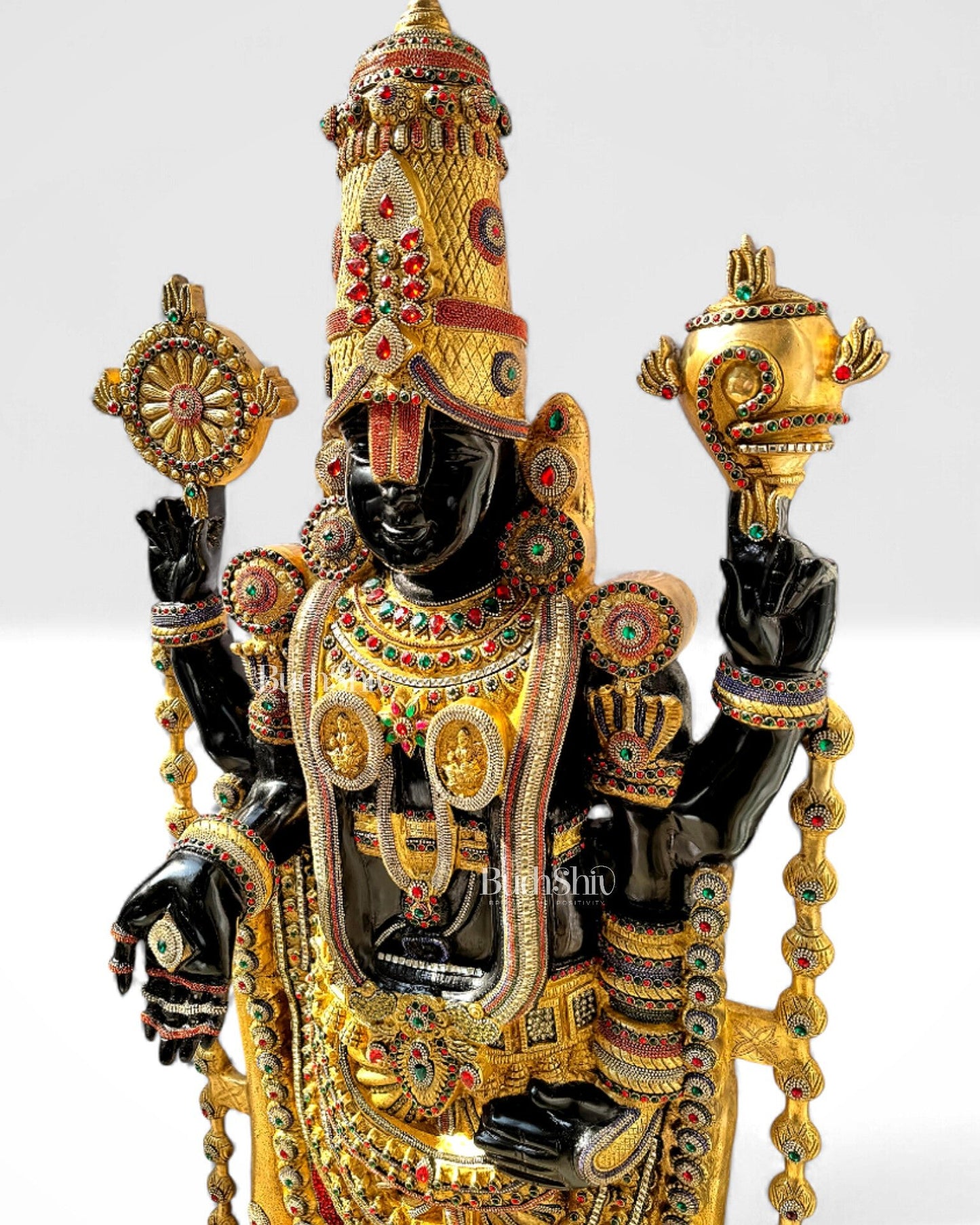 Brass Tirupati Balaji Statue with Exquisite Jewellery Work 6 feet/69 inch - Budhshiv.com
