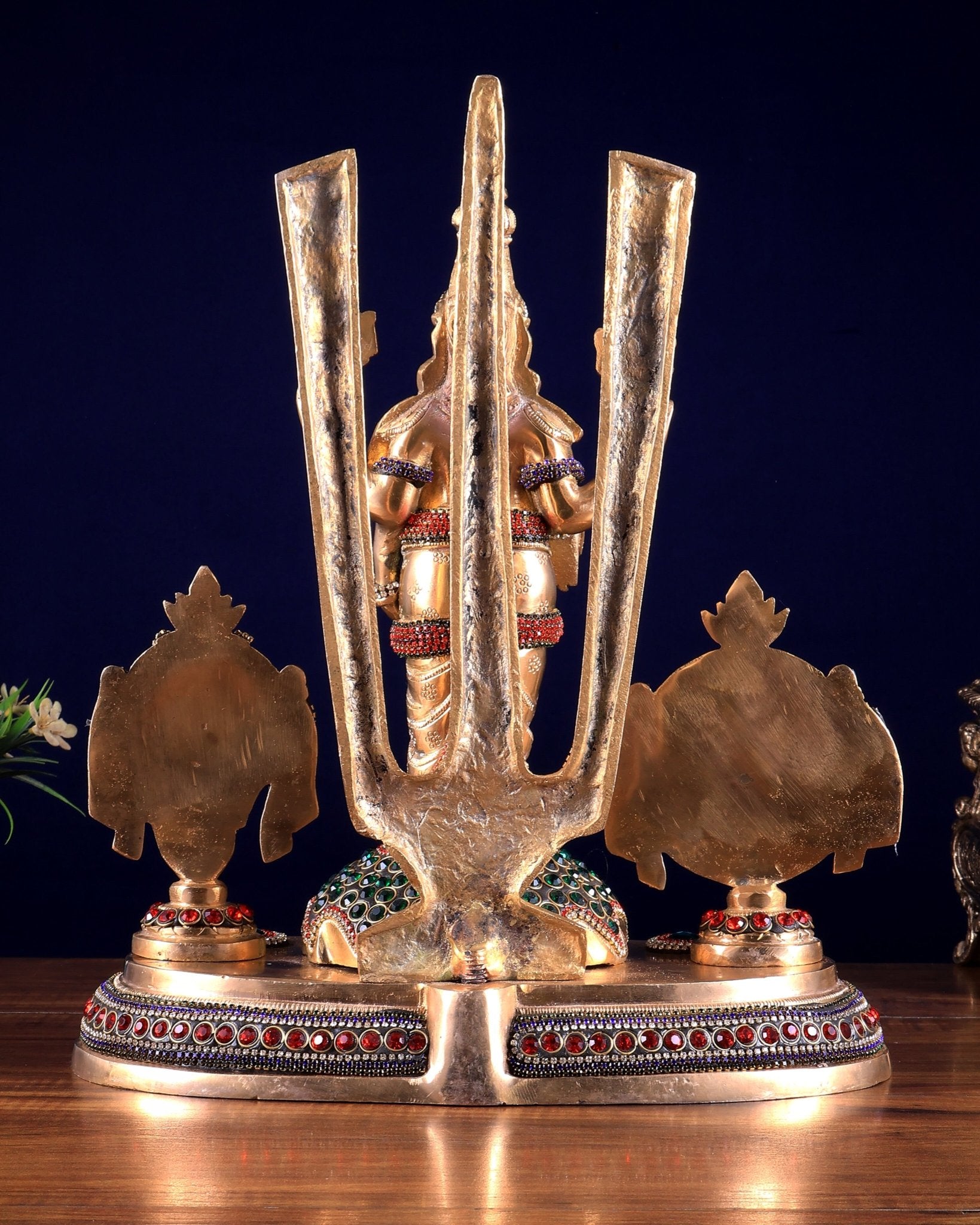Brass Tirupati Balaji statue with Shankh Chakra | 14.5 Inch - Budhshiv.com