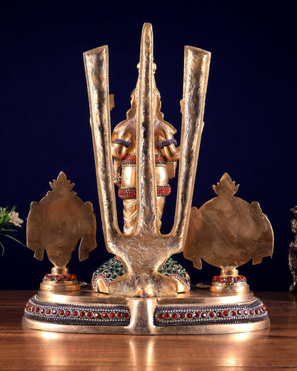 Brass Tirupati Balaji statue with Shankh Chakra | 14.5 Inch - Budhshiv.com