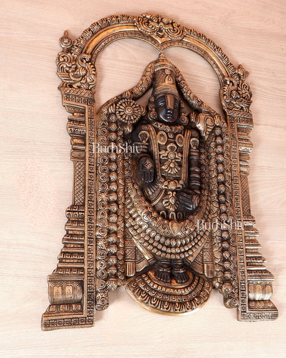 Brass Tirupati Balaji Wall Hanging Statue black tone 25 inch - Budhshiv.com