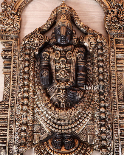 Brass Tirupati Balaji Wall Hanging Statue black tone 25 inch - Budhshiv.com