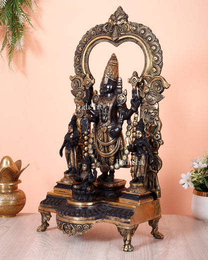 Brass Tirupati Balaji with Bhoodevi, Sridevi & Padmavathi 23 inch - Budhshiv.com
