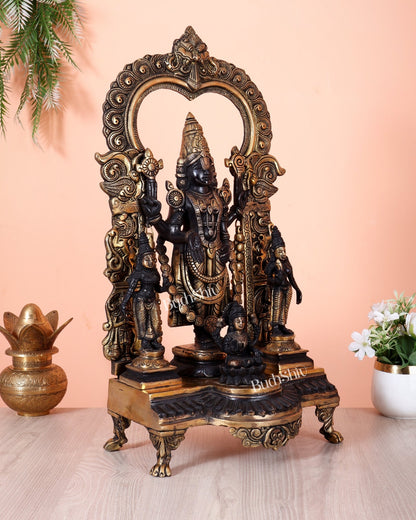 Brass Tirupati Balaji with Bhoodevi, Sridevi & Padmavathi 23 inch - Budhshiv.com