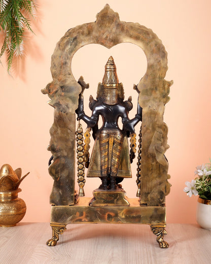 Brass Tirupati Balaji with Bhoodevi, Sridevi & Padmavathi 23 inch - Budhshiv.com