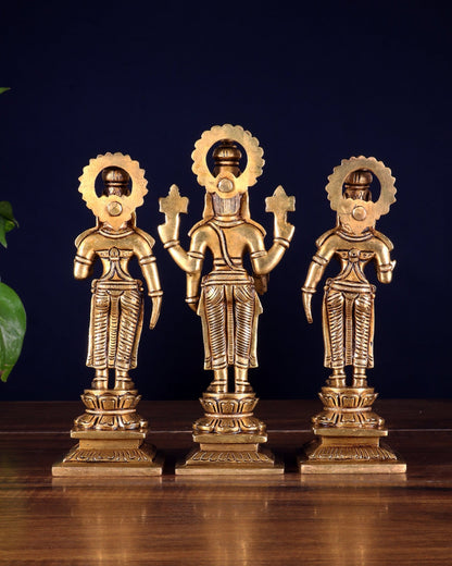 Brass Tirupati Balaji with Bhudevi and Sridevi | 8 inch idols - Budhshiv.com