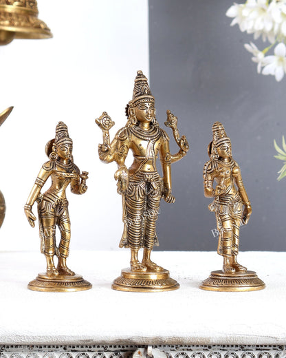 Brass Tirupati Balaji with Bhudevi and Sridevi Idol Set -7 inch - Budhshiv.com