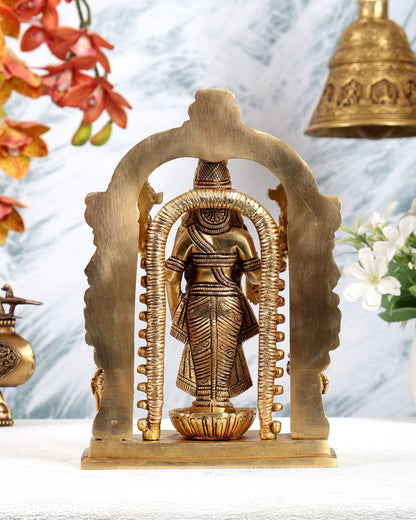 Brass Tirupati Balaji with Bhudevi Sridevi Idol with Prabhavali – Divine Temple Statue (9 Inches) - Budhshiv.com