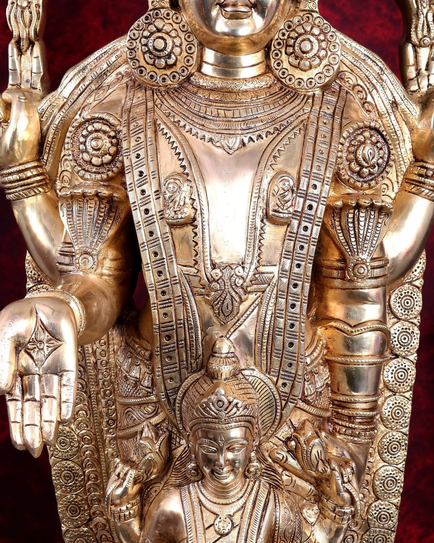 Brass Tirupati Balaji with Goddess Lakshmi Statue – Large Full Body Divine Sculpture (52 Inch) - Budhshiv.com