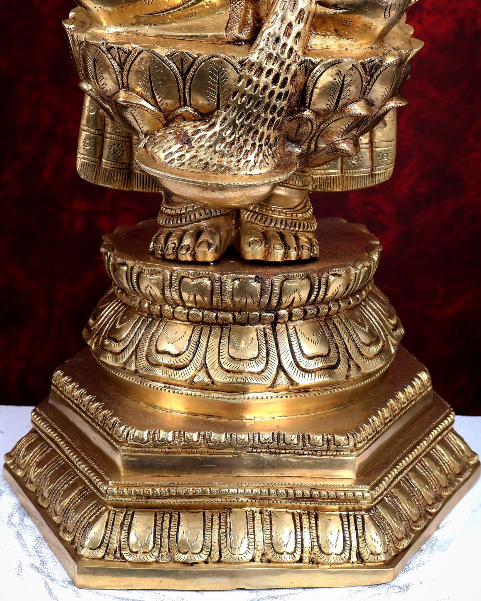 Brass Tirupati Balaji with Goddess Lakshmi Statue – Large Full Body Divine Sculpture (52 Inch) - Budhshiv.com