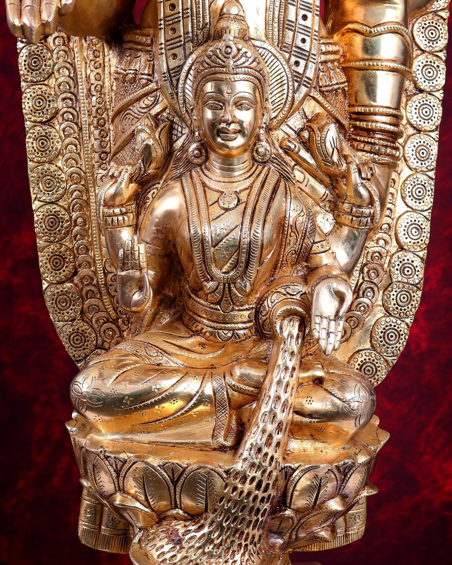 Brass Tirupati Balaji with Goddess Lakshmi Statue – Large Full Body Divine Sculpture (52 Inch) - Budhshiv.com