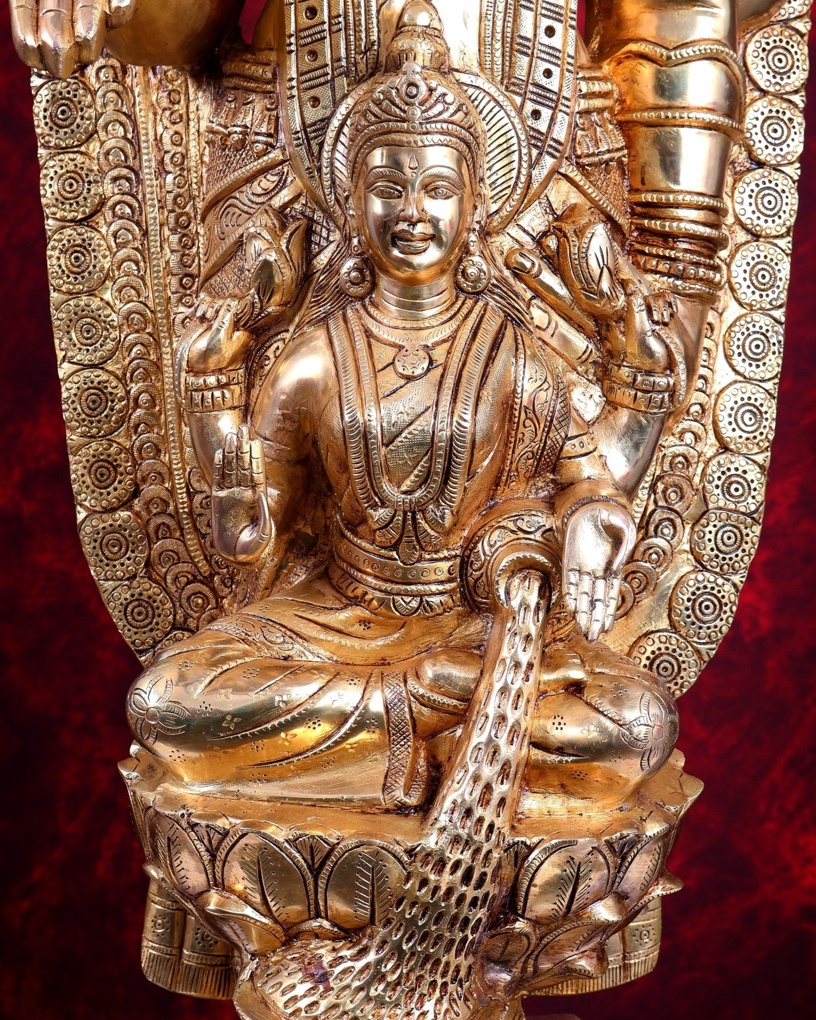Brass Tirupati Balaji with Goddess Lakshmi Statue – Large Full Body Divine Sculpture (52 Inch) - Budhshiv.com