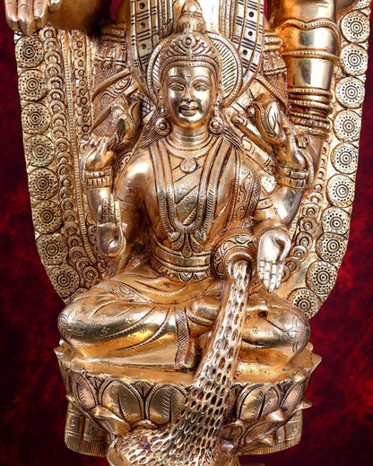 Brass Tirupati Balaji with Goddess Lakshmi Statue – Large Full Body Divine Sculpture (52 Inch) - Budhshiv.com