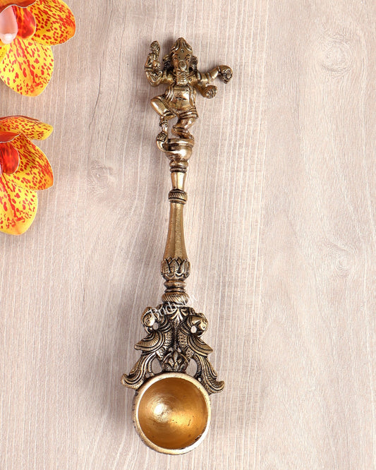 Brass Traditional Hawan Spoon – Sruva Offering Ladle for Yagya & Pooja (8.6 inch ) - Budhshiv.com