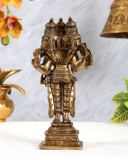 Brass Trimurti Idol – Brahma Vishnu Mahesh Standing Form Divine Sculpture (6.25 Inches) - Budhshiv.com