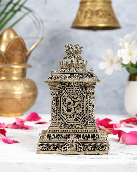 Brass Tulsi Pot | Superfine Intricate Tulsi Planter for Puja & Home Décor 5" - Budhshiv.com