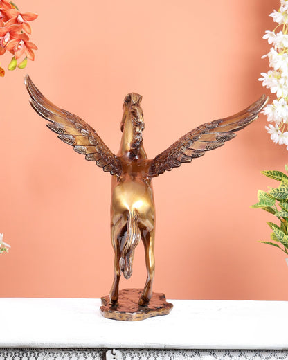Brass Uchchaihshravas Horse Statue – Dual Tone Veneer Brown & Matte Brass Gold Finish (16.5 Inches) - Budhshiv.com