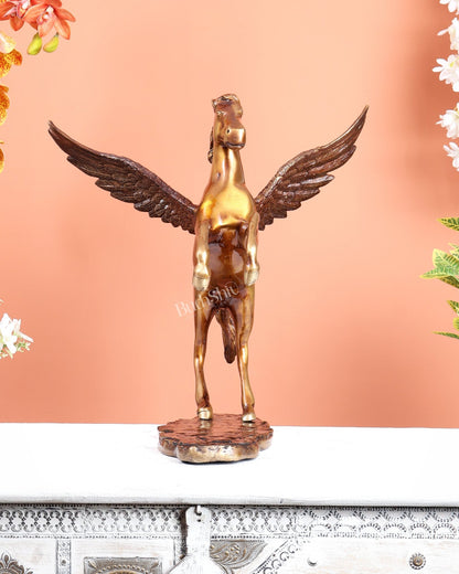 Brass Uchchaihshravas Horse Statue – Dual Tone Veneer Brown & Matte Brass Gold Finish (16.5 Inches) - Budhshiv.com