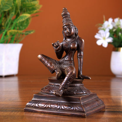 Brass Uma Parvati Bhoga Shakti Idol – Brown Tone Finish - Budhshiv.com