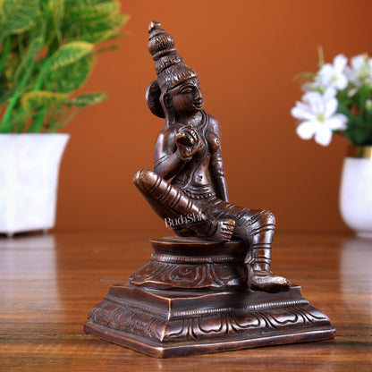 Brass Uma Parvati Bhoga Shakti Idol – Brown Tone Finish - Budhshiv.com