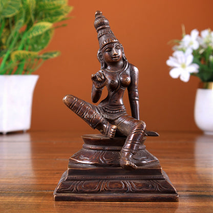 Brass Uma Parvati Bhoga Shakti Idol – Brown Tone Finish - Budhshiv.com