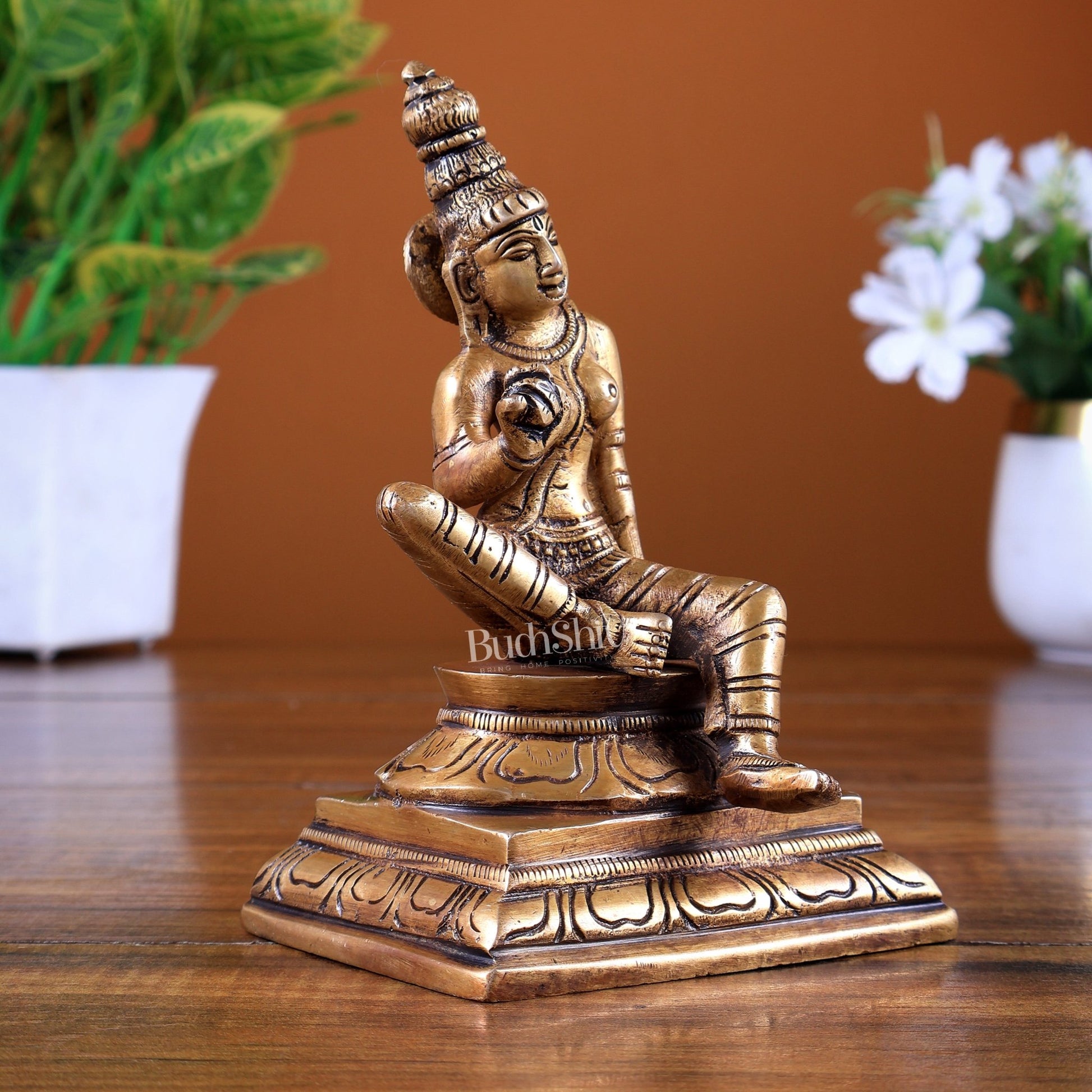 Brass Uma Parvati Bhoga Shakti Idol – Butter Gold Tone 5.5 inch - Budhshiv.com