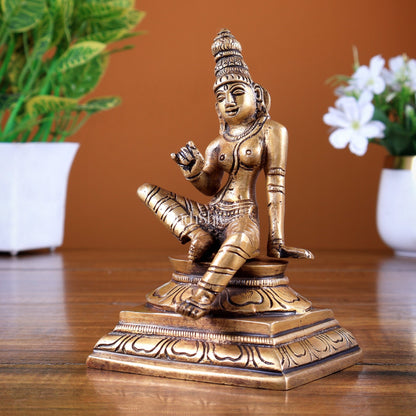 Brass Uma Parvati Bhoga Shakti Idol – Butter Gold Tone 5.5 inch - Budhshiv.com