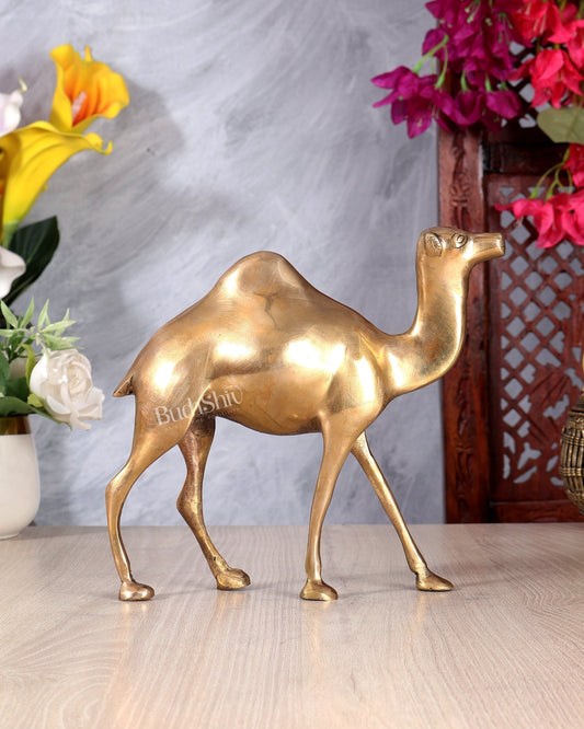 Brass Unique Camel Statue – Handcrafted Decorative Desert Animal Showpiece 8 inch - Budhshiv.com