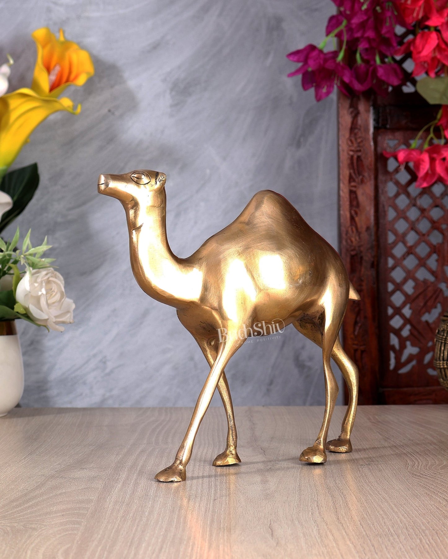 Brass Unique Camel Statue – Handcrafted Decorative Desert Animal Showpiece 8 inch - Budhshiv.com