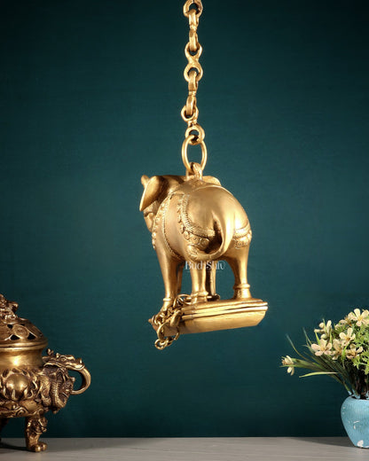 Brass Unique Hanging Elephant Lamp with Trunk Up - Budhshiv.com