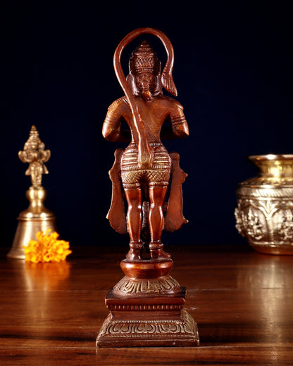 Brass Unique Hanuman Ji in Anjali Mudra Statue - 7" Tall double chola tone - Budhshiv.com