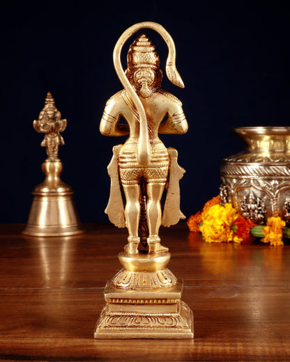 Brass Unique Hanuman Ji in Anjali Mudra Statue - 7" Tall - Budhshiv.com