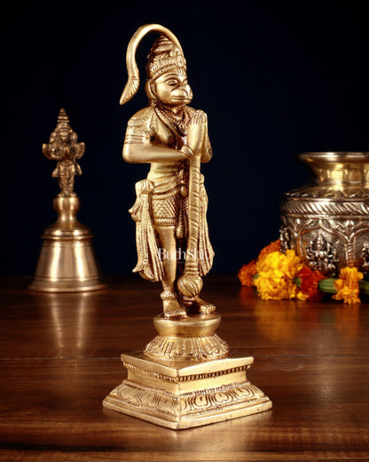 Brass Unique Hanuman Ji in Anjali Mudra Statue - 7" Tall - Budhshiv.com