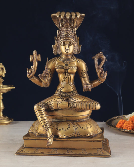 Brass Unique Mariamman Idol – Divine Goddess Statue (12 Inches) - Budhshiv.com