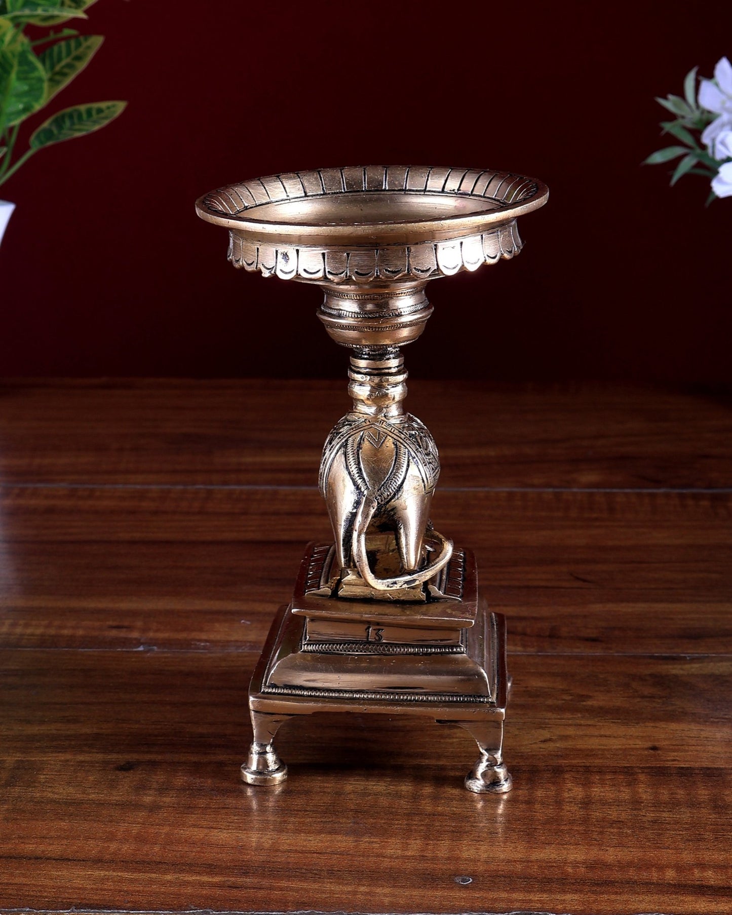 Brass Unique Mooshak (Mouse) Oil Lamp with Stand – Traditional Pooja Diya - Budhshiv.com