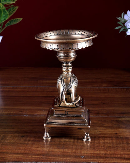 Brass Unique Mooshak (Mouse) Oil Lamp with Stand – Traditional Pooja Diya - Budhshiv.com