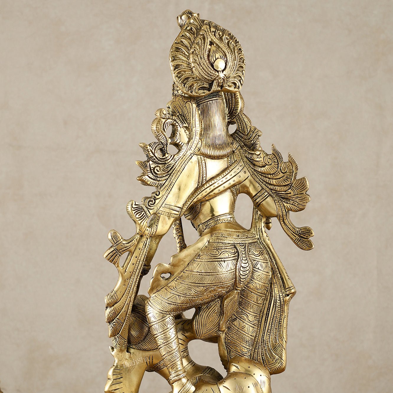 Brass Unique Radha Krishna Idol with Superfine Carvings | 23" | - Budhshiv.com