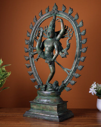 Brass Urdhava Tandava Nataraja Statue - 24.5 inch - Budhshiv.com