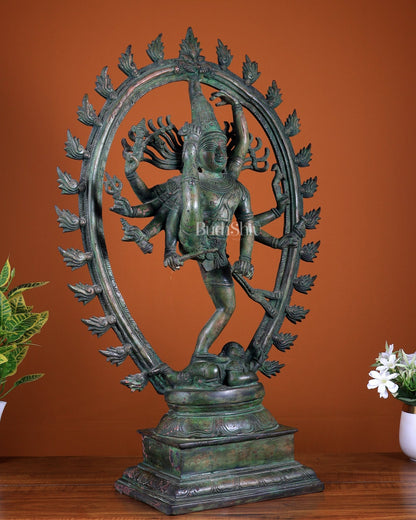 Brass Urdhava Tandava Nataraja Statue - 24.5 inch - Budhshiv.com