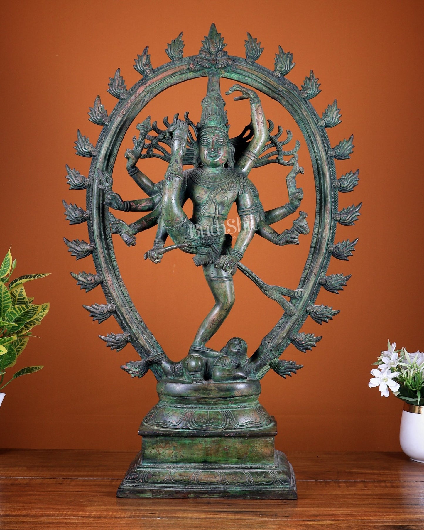 Brass Urdhava Tandava Nataraja Statue - 24.5 inch - Budhshiv.com