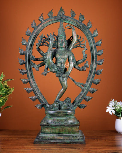 Brass Urdhava Tandava Nataraja Statue - 24.5 inch - Budhshiv.com