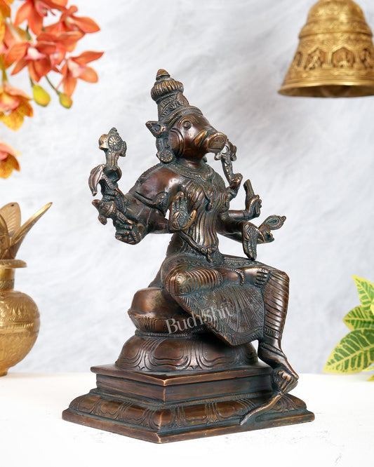 Brass Varahi Amman Idol | 9.5 inch bronze tone - Budhshiv.com