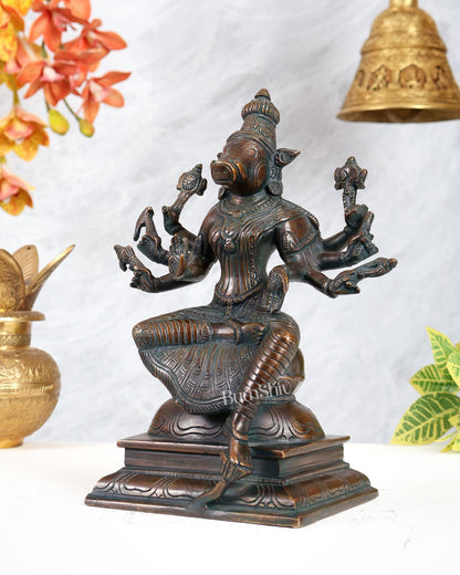 Brass Varahi Amman Idol | 9.5 inch bronze tone - Budhshiv.com