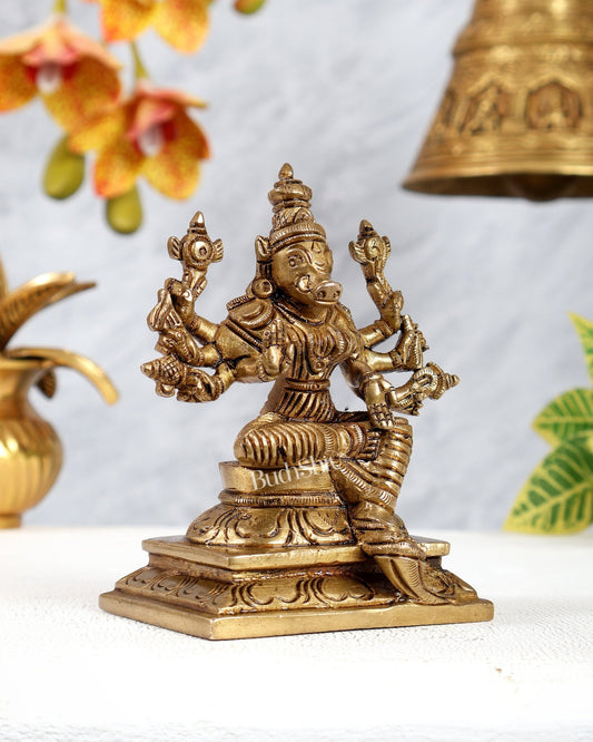 Brass Varahi Amman Idol – Divine Shakti Goddess Murti (4.5 Inches) - Budhshiv.com