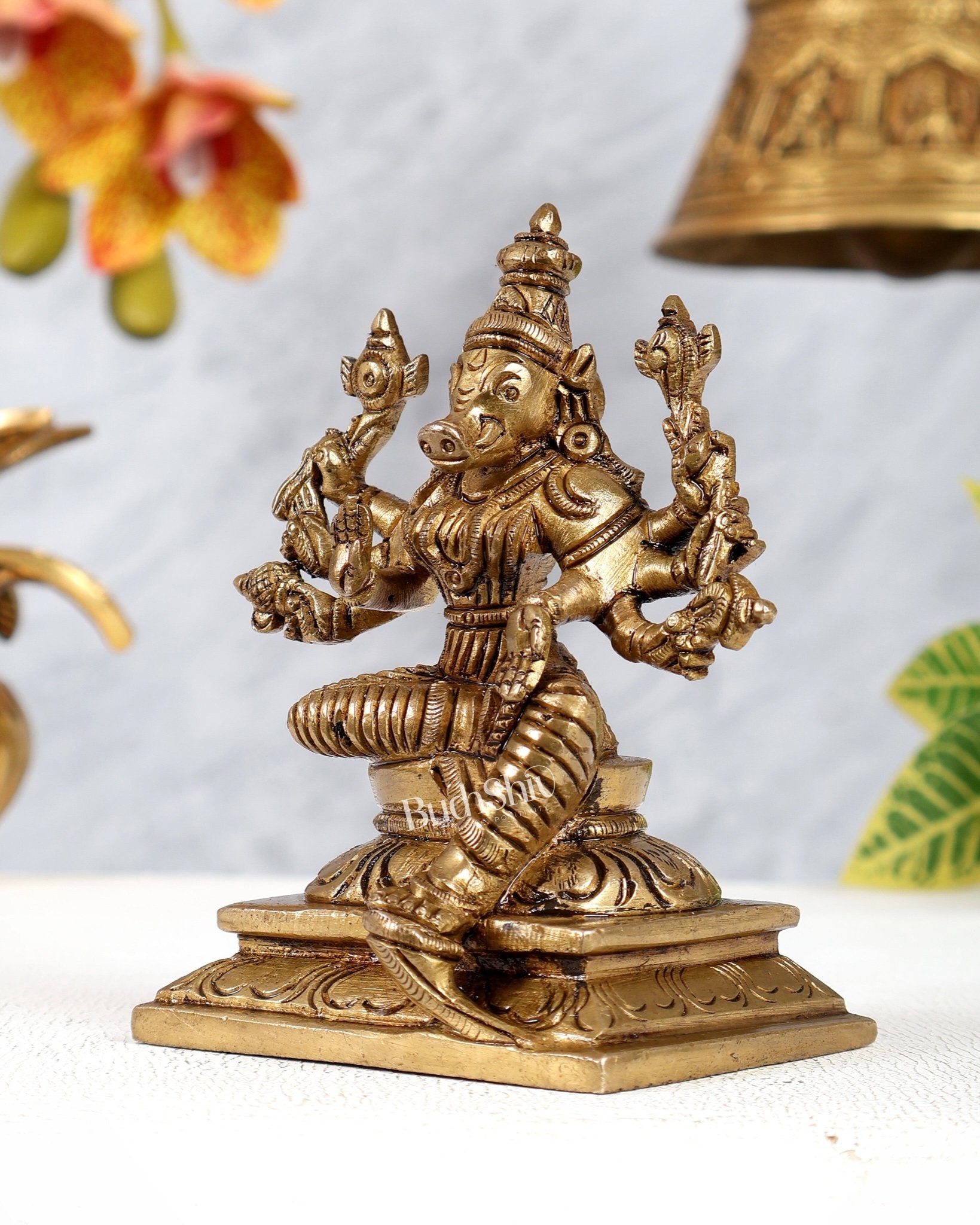 Brass Varahi Amman Idol – Divine Shakti Goddess Murti (4.5 Inches) - Budhshiv.com