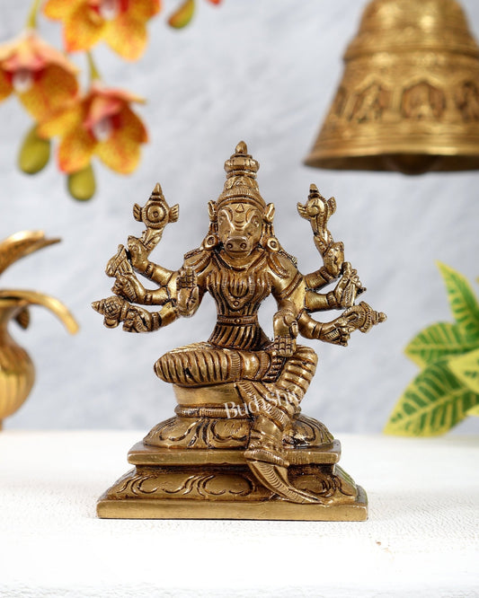 Brass Varahi Amman Idol – Divine Shakti Goddess Murti (4.5 Inches) - Budhshiv.com