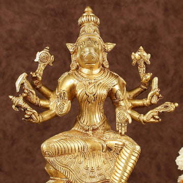 Brass Varahi Amman Idol | Height: 9.5 inch - Budhshiv.com