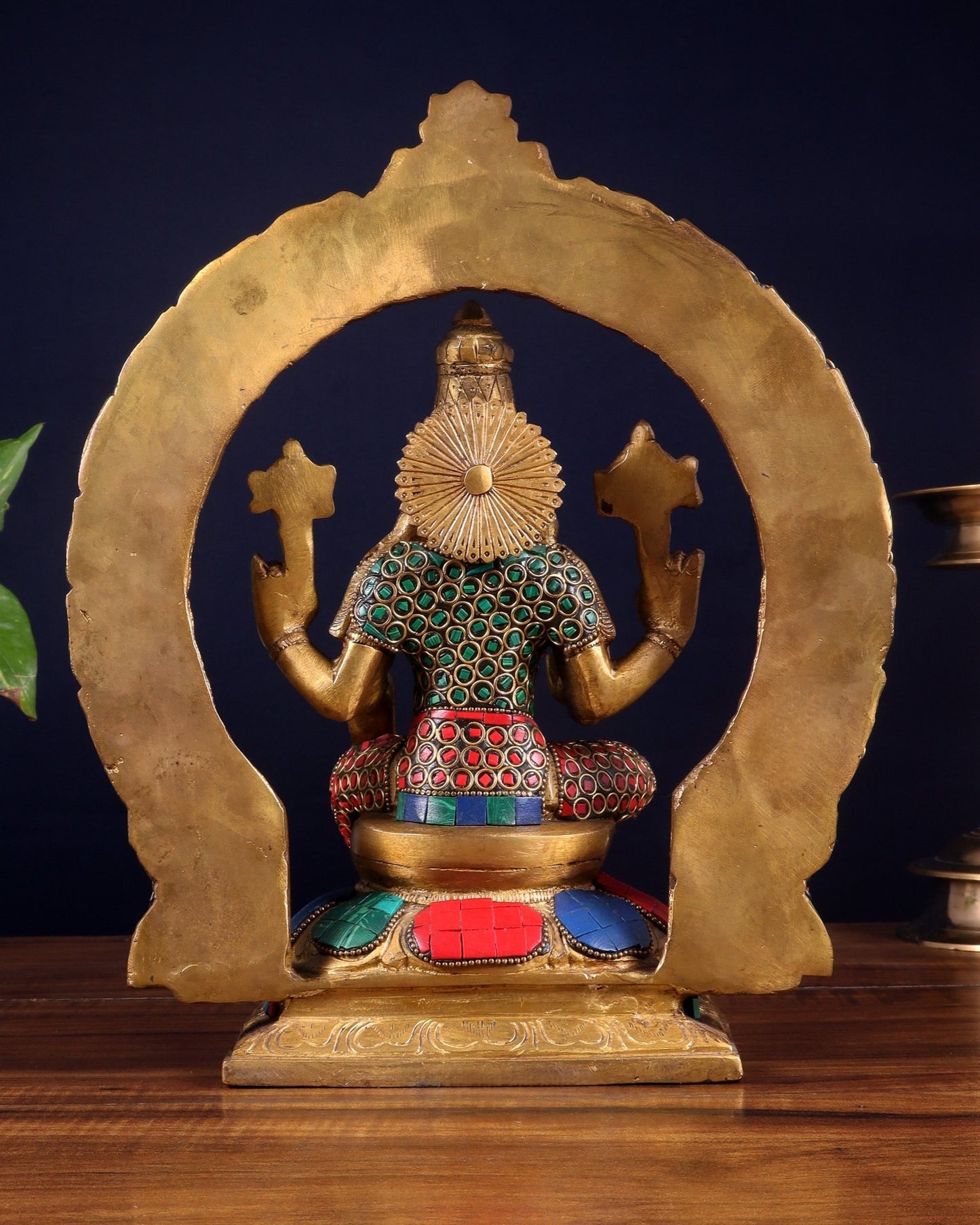 Brass Varahi Amman Statue with Stonework 11 inch - Budhshiv.com