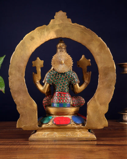 Brass Varahi Amman Statue with Stonework 11 inch - Budhshiv.com